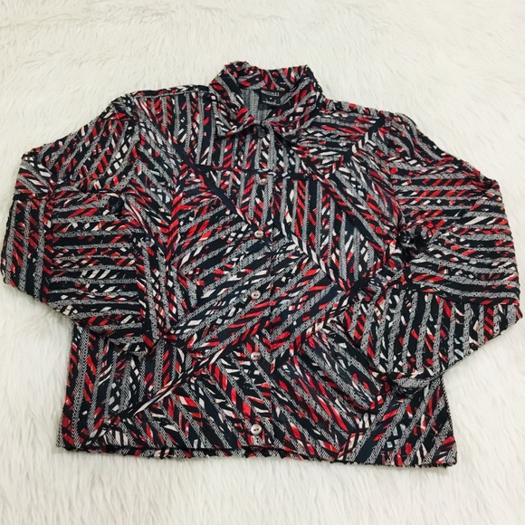 Multiples red black striped embellished jacket size small - Picture 2 of 5